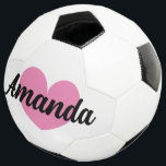 Pink heart soccer ball with custom name<br><div class="desc">Pink heart soccer ball with custom name. Personalize sports gift for kids or adults. Fun Birthday gift idea for girl,  daughter,  sister,  friend,  team etc.</div>