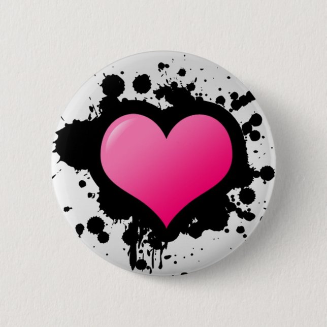 Pink Heart splatter Button (Front)