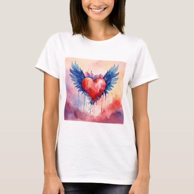 Pink Heart Sticker Design heart womens t-shirt| T-Shirt (Front)