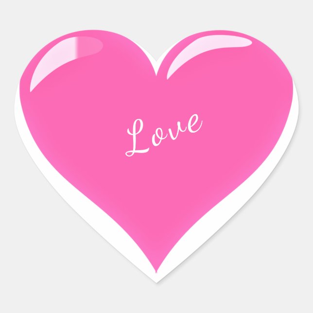 Pink Heart Sticker with Text Love - Customizable (Front)