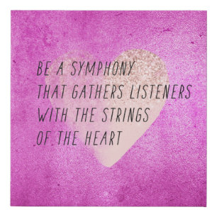 Pink Heart Strings Poem     Faux Canvas Print