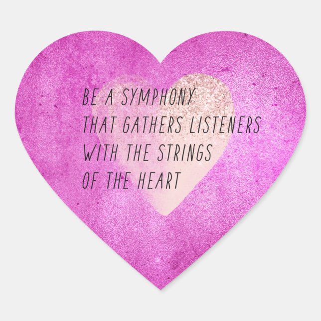 Pink Heart Strings Poem     Heart Sticker (Front)