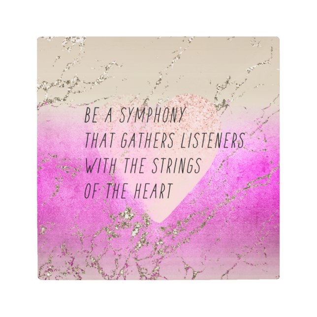 Pink Heart Strings Poem       Metal Print (Front)