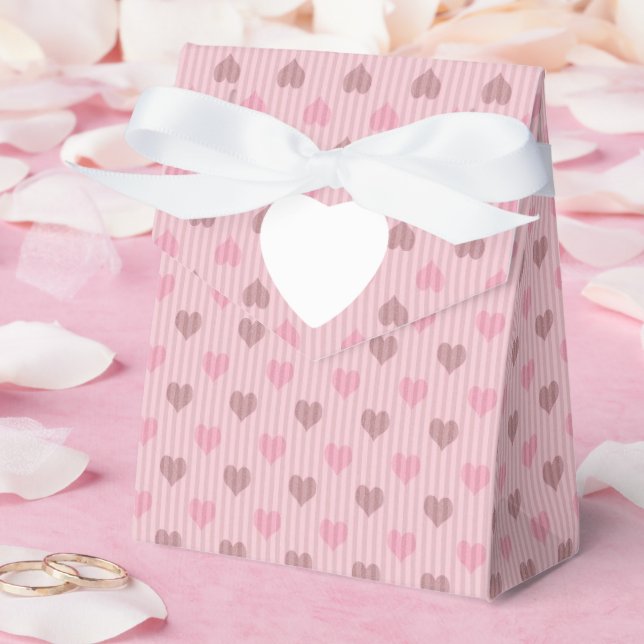 Pink Heart Stripe Valentine Pattern Favor Boxes (Wedding)