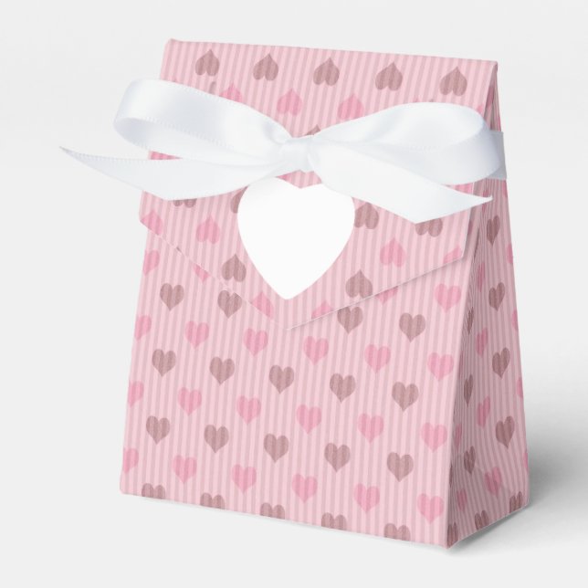 Pink Heart Stripe Valentine Pattern Favor Boxes (Front Side)