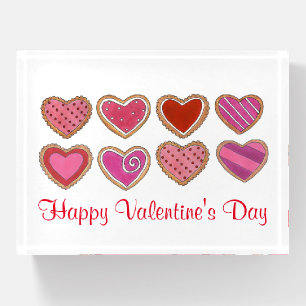 Pink Heart Sugar Cookies Happy Valentine's Day Paperweight
