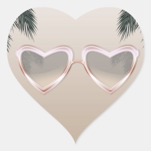 Pink Heart Sunglasses Chic Sweet 16 Pool Party Heart Sticker