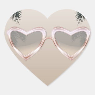 Pink Heart Sunglasses Chic Sweet 16 Pool Party Heart Sticker