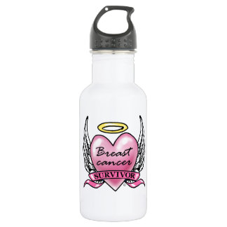 Pink Heart Survivor Water Bottle
