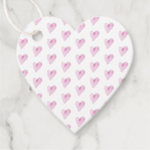 Pink Heart Sweet Love Watercolor Art Favor Tags