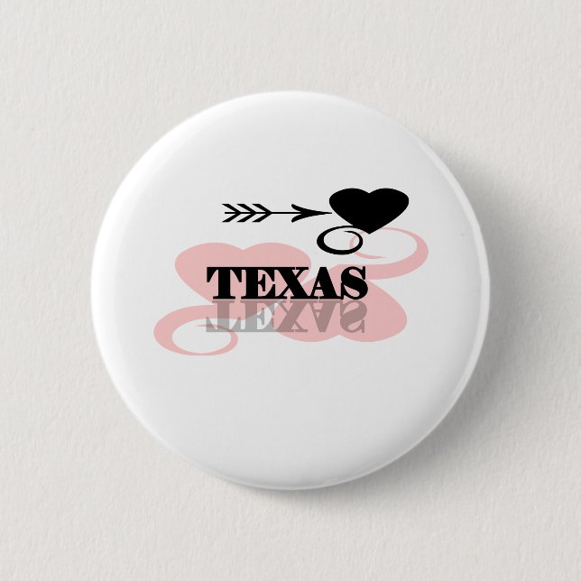 Pink Heart Texas Pinback Button (Front)