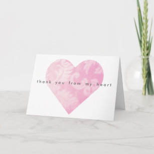 Pink Heart Thank You Card
