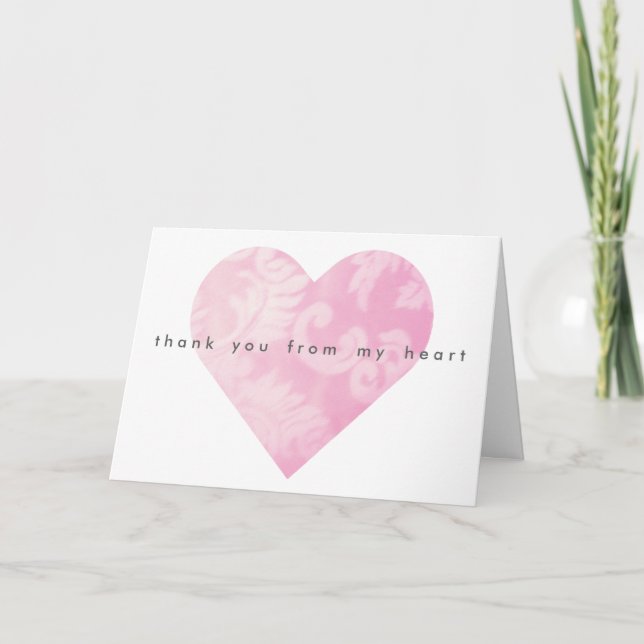 Pink Heart Thank You Card (Front)