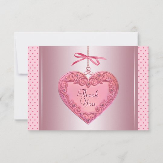 Pink Heart Thank You Cards