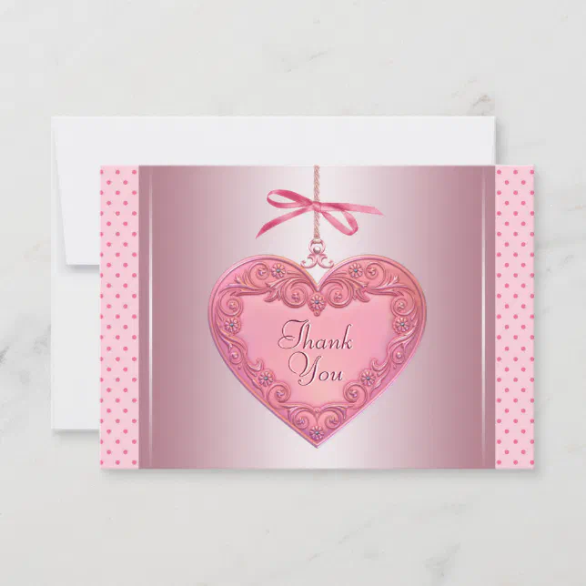 Pink Heart Thank You Cards Zazzle 2514