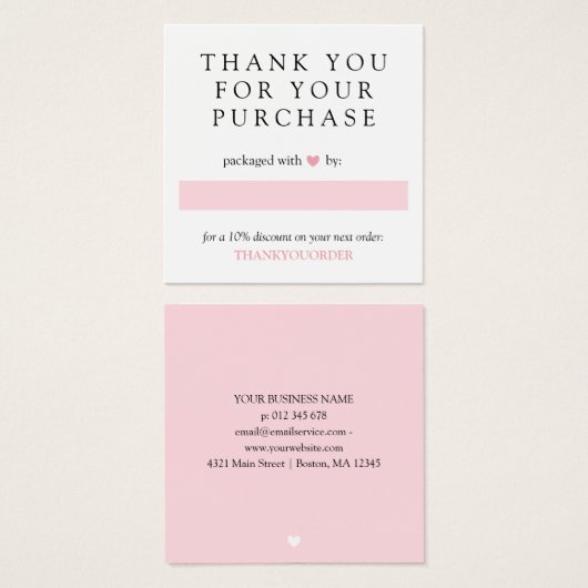 Pink Heart Thank You For Order (Front & Back)
