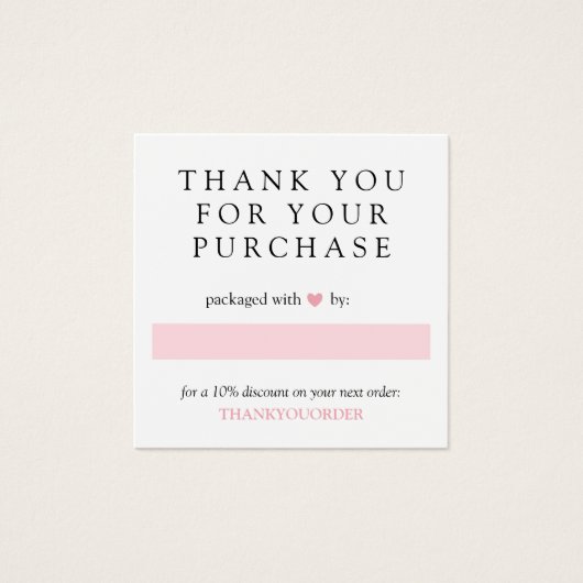 Pink Heart Thank You For Order (Front)