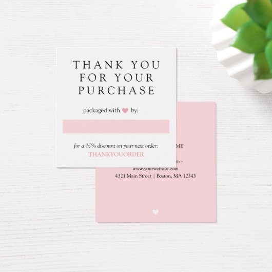 Pink Heart Thank You For Order (Desk)