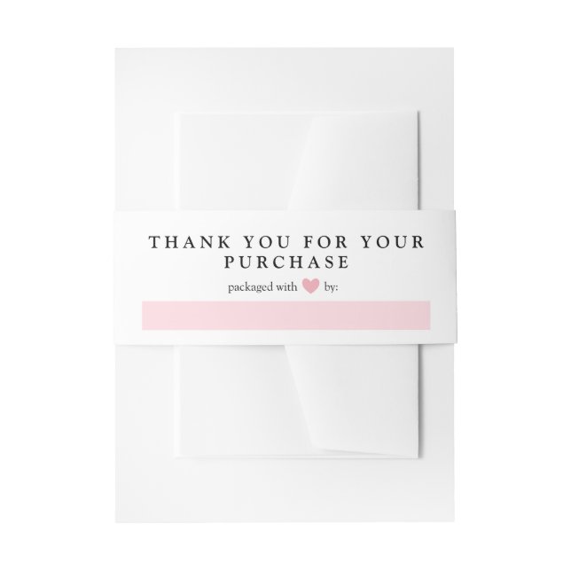 Pink Heart Thank You For Order Packaged By Invitat Invitation Belly Band (Front Example)