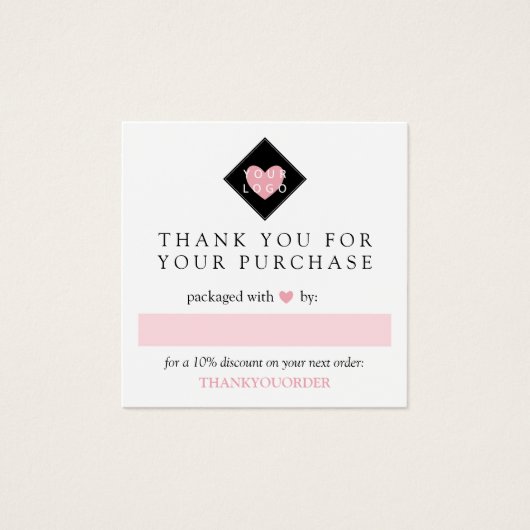 Pink Heart Thank You For Order Your Logo (Front)