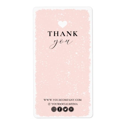 Pink Heart Thank You Label