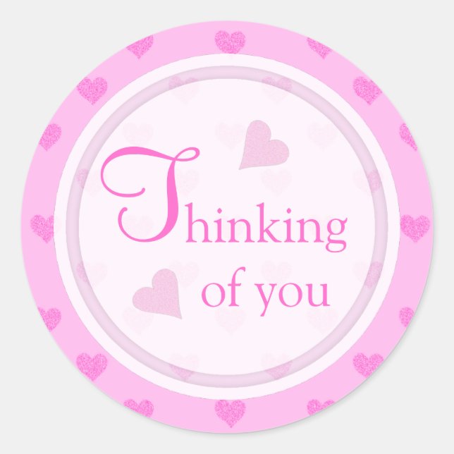 Pink Heart: Thinking Of You Stickers (Front)