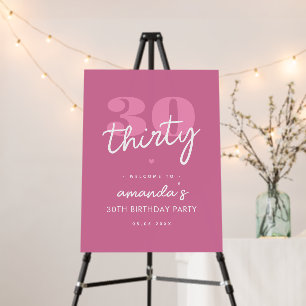 Pink Heart Thirty 30th Birthday Party Welcome Sign