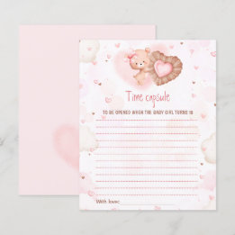 Pink Heart Time Capsule Card Valentine Baby Shower
