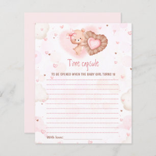 Pink Heart Time Capsule Card Valentine Baby Shower