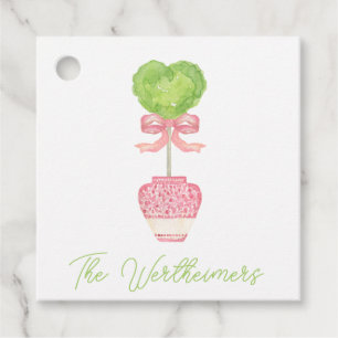 Pink Heart Topiary Gift Favor Tag