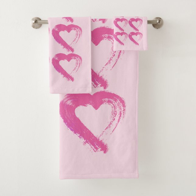 Pink Heart Towel Set (Insitu)