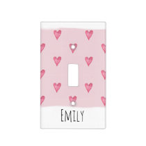 Pink Heart Typography Girl Love & Name Nursery Light Switch Cover