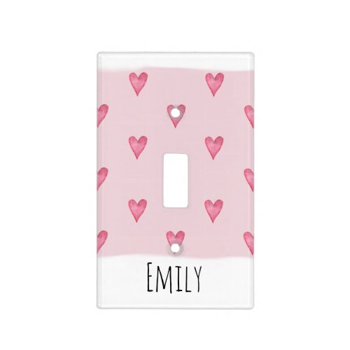 Pink Heart Typography Girl Love  Name Nursery Light Switch Cover