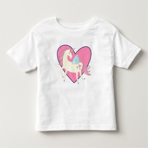 Pink Heart Unicorn Toddler T_shirt