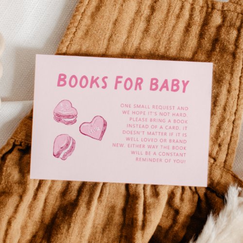 Pink Heart Valentine Baby Shower Book Request  Enclosure Card