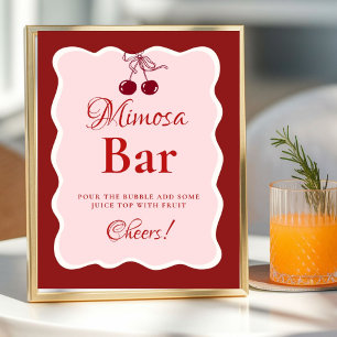 Pink Heart Valentine Bachelorette Mimosa Bar Sign