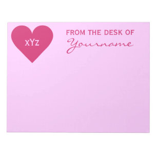 Pink Heart Valentine custom notepad