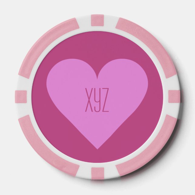 Pink Heart Valentine custom poker chips (Front)