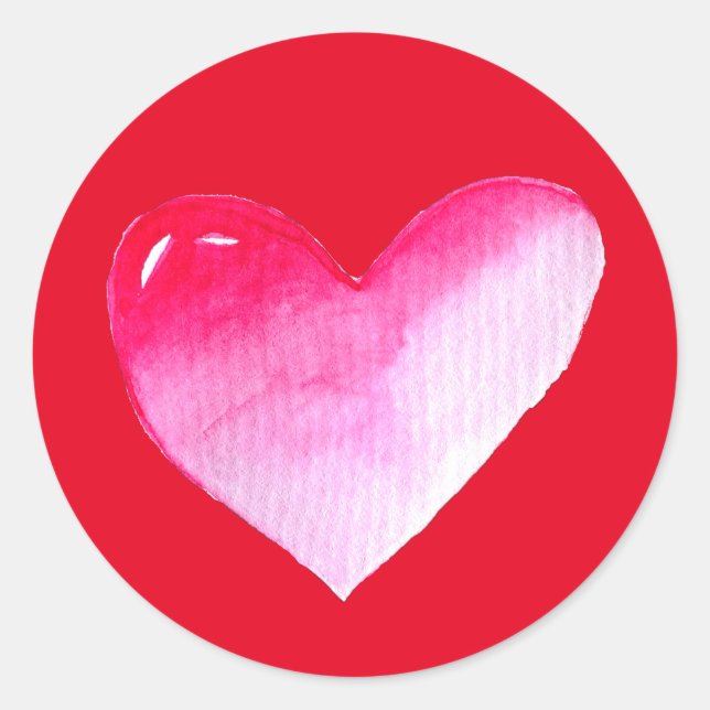 Pink heart valentine pop art classic round sticker (Front)