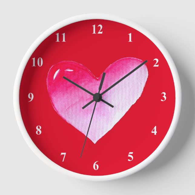 Pink heart valentine pop art clock (Front)