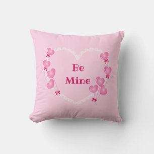 Pink Heart Valentine Throw Pillow