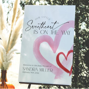 Pink Heart Valentines Baby Shower Welcome Foam Board