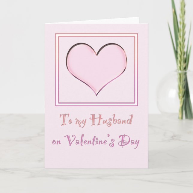Pink Heart Valentine's Card - To My Husband (Front)