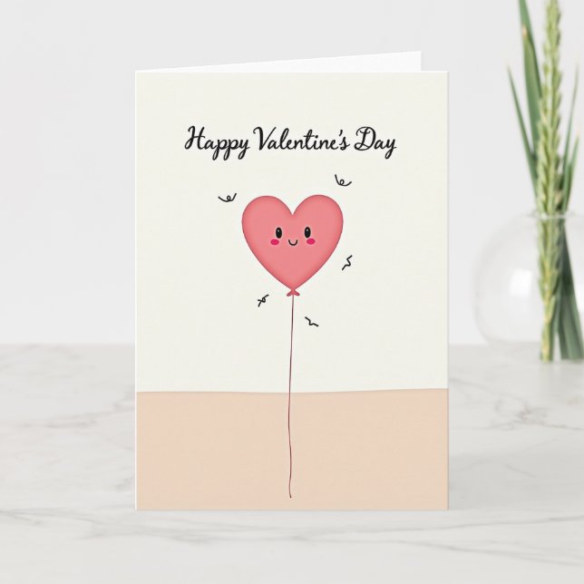 Pink Heart Valentines Day Card (Front)