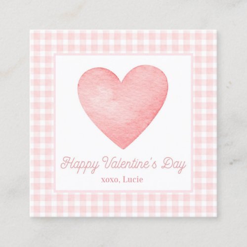 Pink Heart Valentines Day Favor Tag