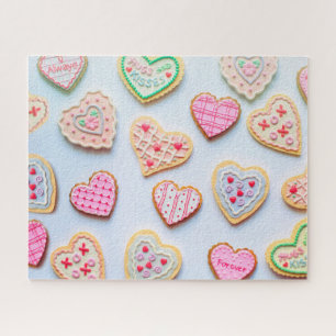 Pink Heart Valentine's Day Love Cookies Jigsaw Puzzle