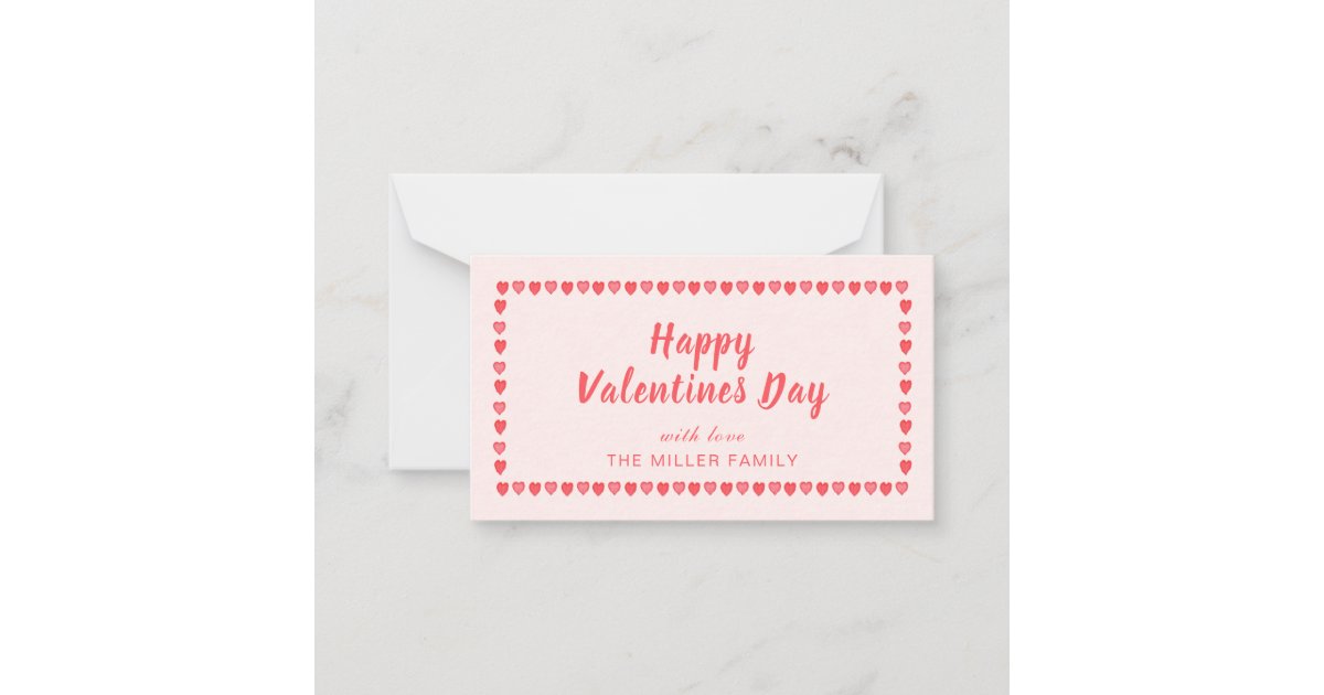 Pink heart Valentines Day mini Note Card | Zazzle
