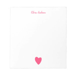 Pink Heart Valentine's Day Personalized Notepad