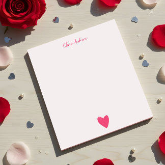 Pink Heart Valentine's Day Personalized Notepad