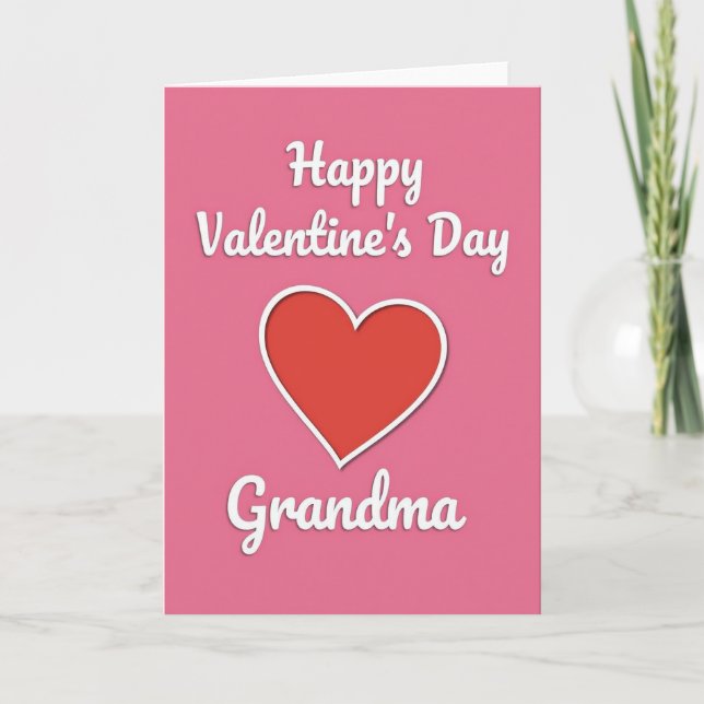 Pink Heart Valentines Grandma Card (Front)